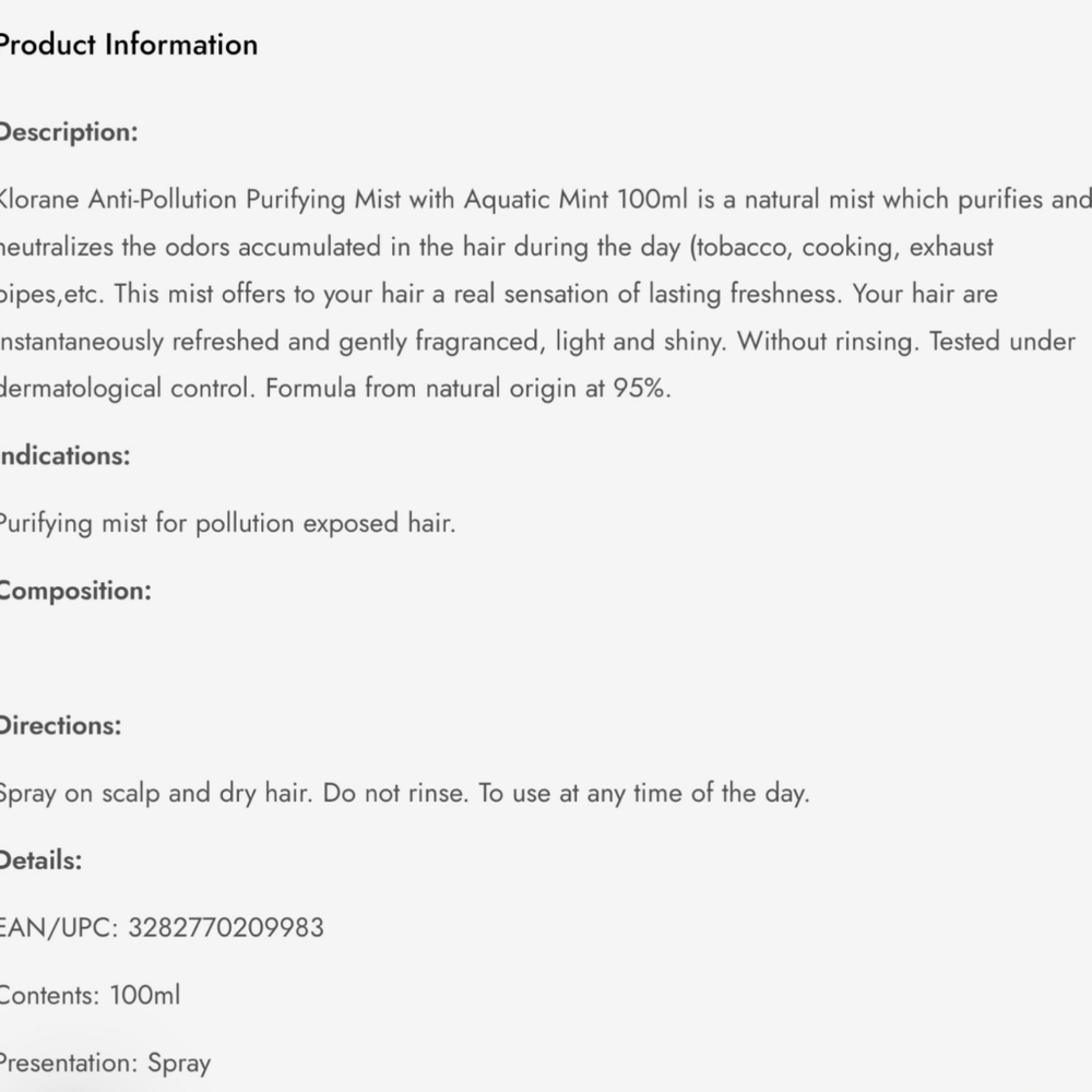 Klorane Anti Pollution Purifing Mist - Picture 5 of 6